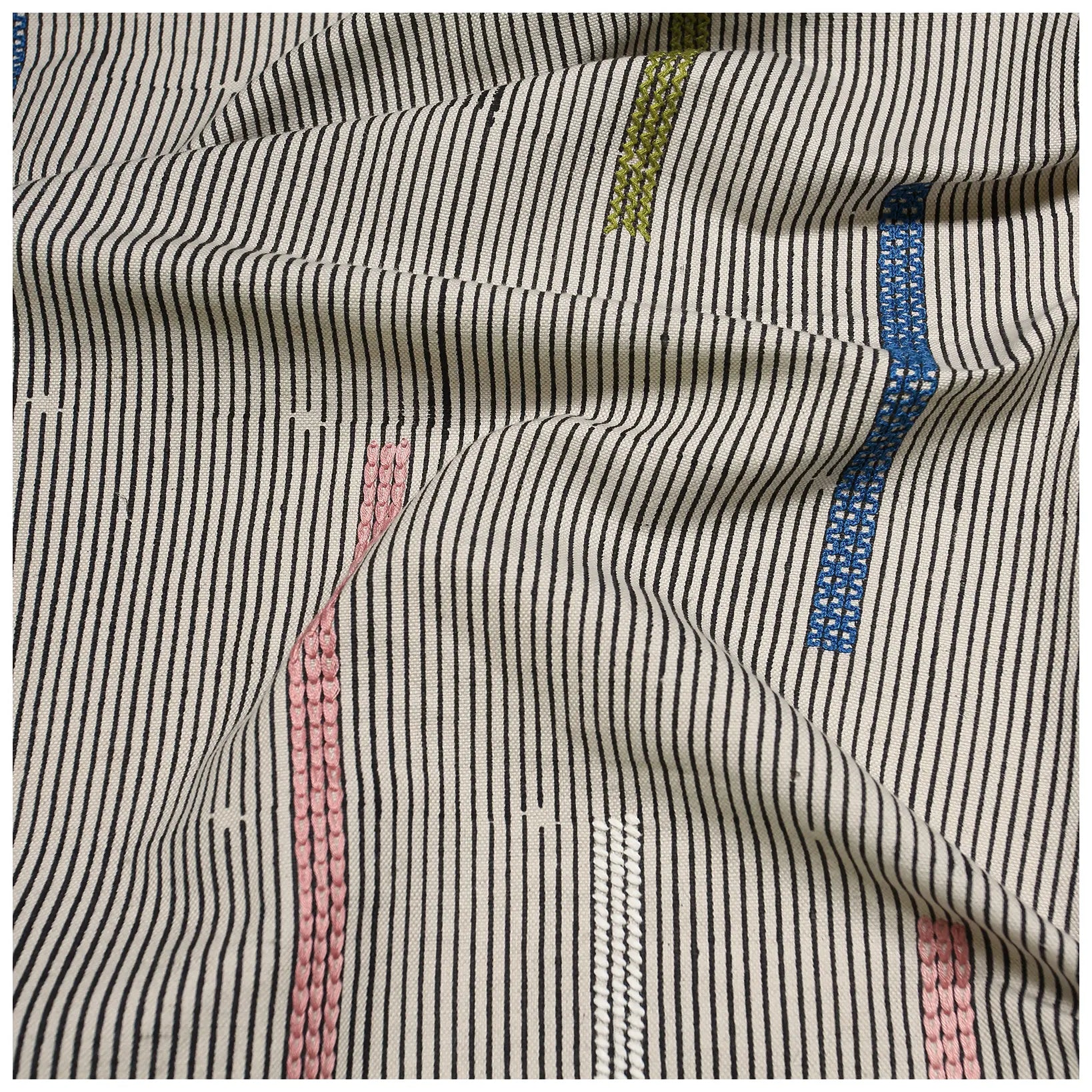 BROKEN STRIPE HAND EMBROIDERED BLACK