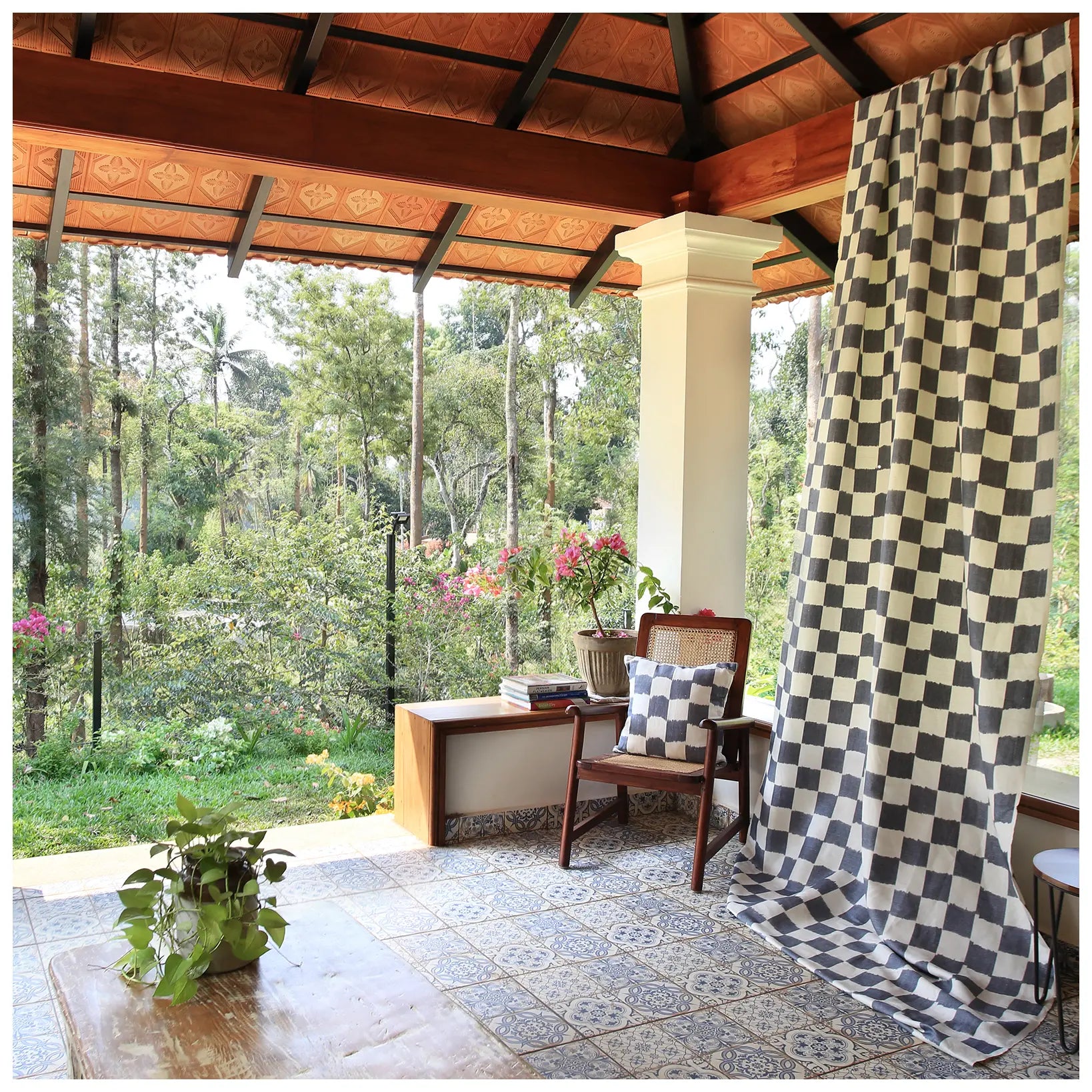 IKAT CHECKERBOARD INDIGO GREY