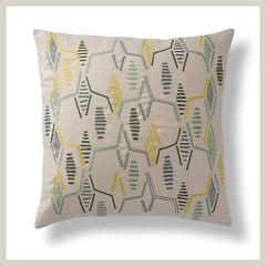 Modern Lozenge Embroidered Green Cushion