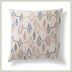 Modern Lozenge Pink Embroidered Cushion