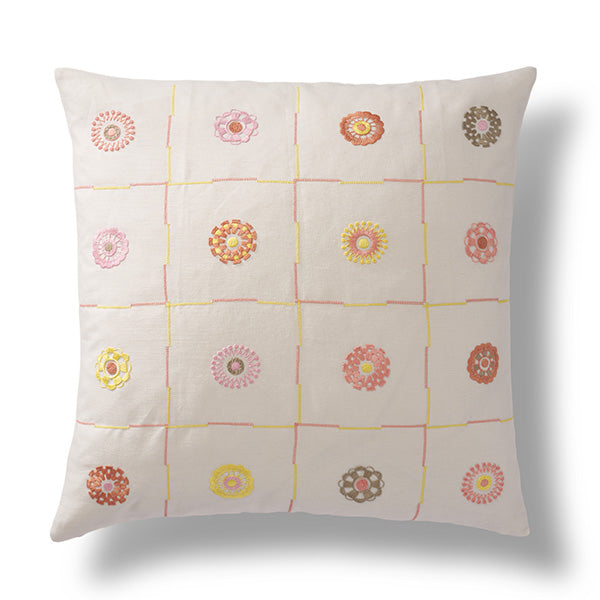 Kvet Pink Embroidered Cushion